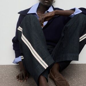 Mango Wide Leg Striped Jeans